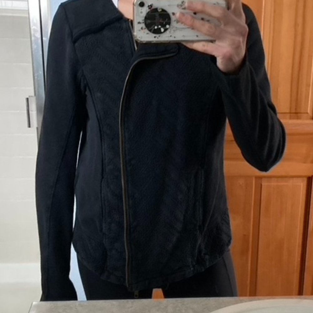 Lucky Brand Side Zip Textured Moto Style Sweater Jacket | Size large